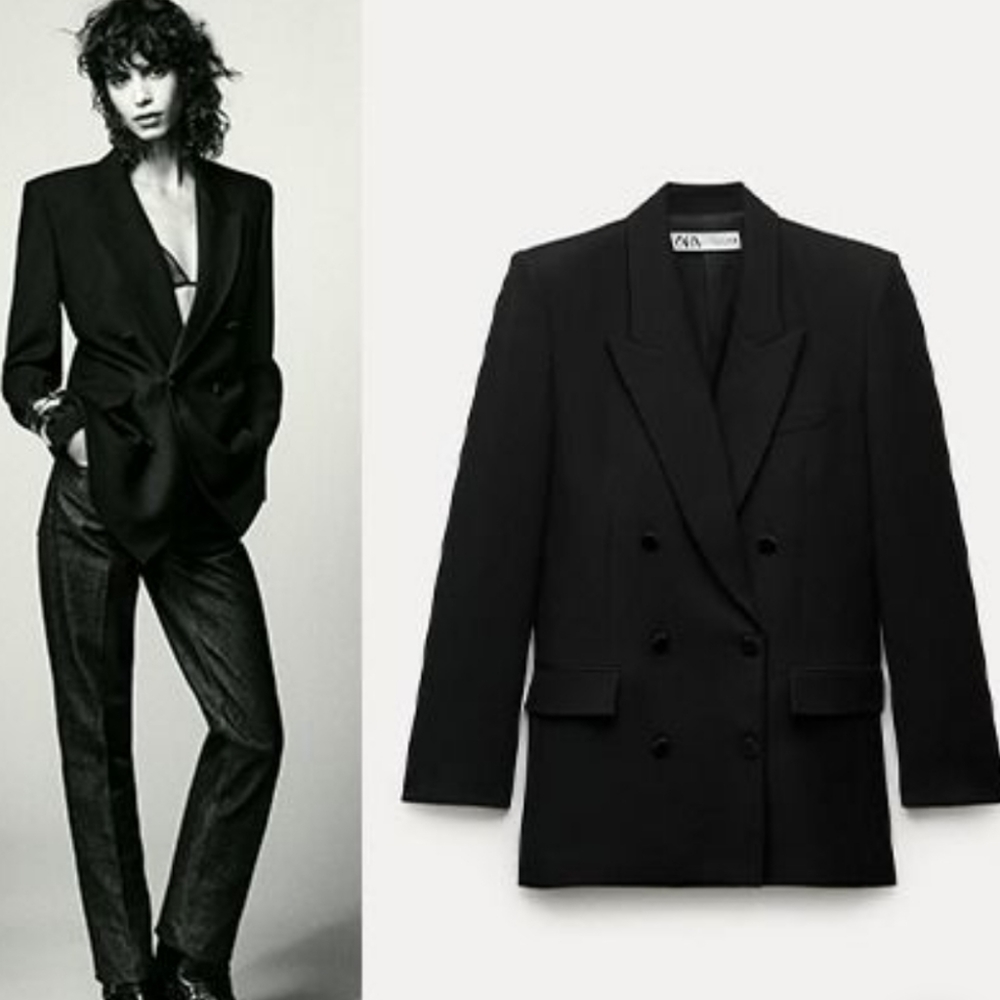  ZARA STRAIGHT CUT DOUBLE BREASTED BLAZER ZW COLLECTION Limited edition